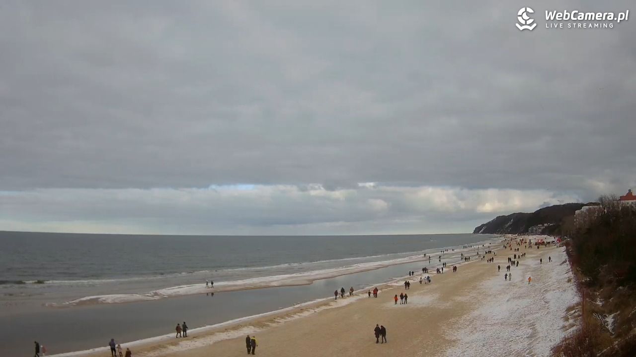 Międzyzdroje - widok na wschodnią stronę plaży - 15 luty 2026, 12:40