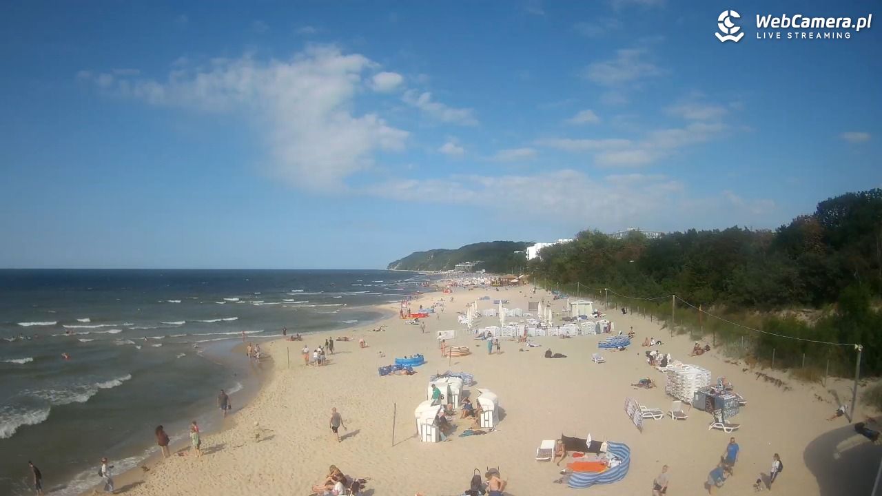 Międzyzdroje - widok na wschodnią stronę plaży - 13 lipiec 2026, 16:51