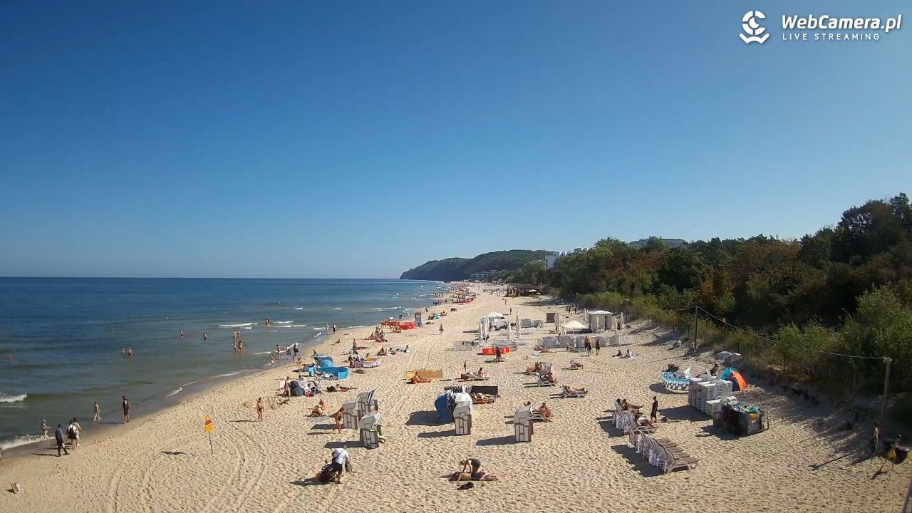 Międzyzdroje - widok na wschodnią stronę plaży - 27 sierpień 2026, 10:38