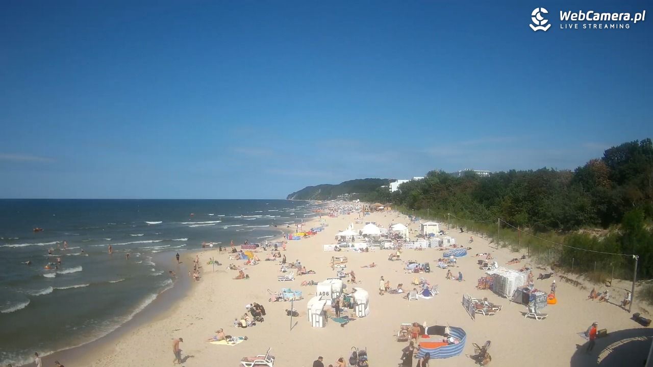 Międzyzdroje - widok na wschodnią stronę plaży - 13 lipiec 2026, 15:34