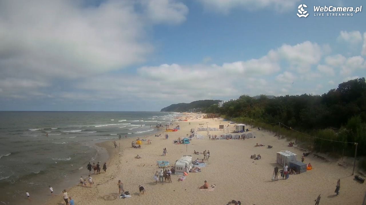 Międzyzdroje - widok na wschodnią stronę plaży - 13 lipiec 2026, 11:47