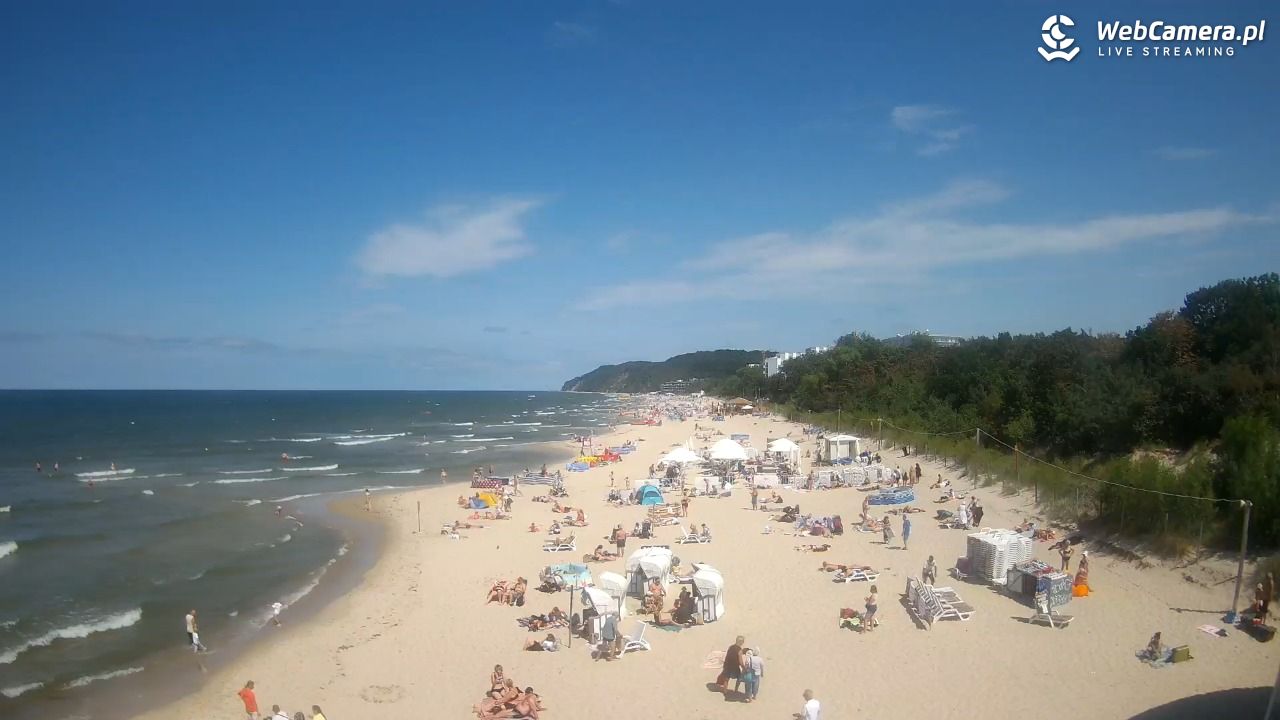Międzyzdroje - widok na wschodnią stronę plaży - 13 lipiec 2026, 13:46