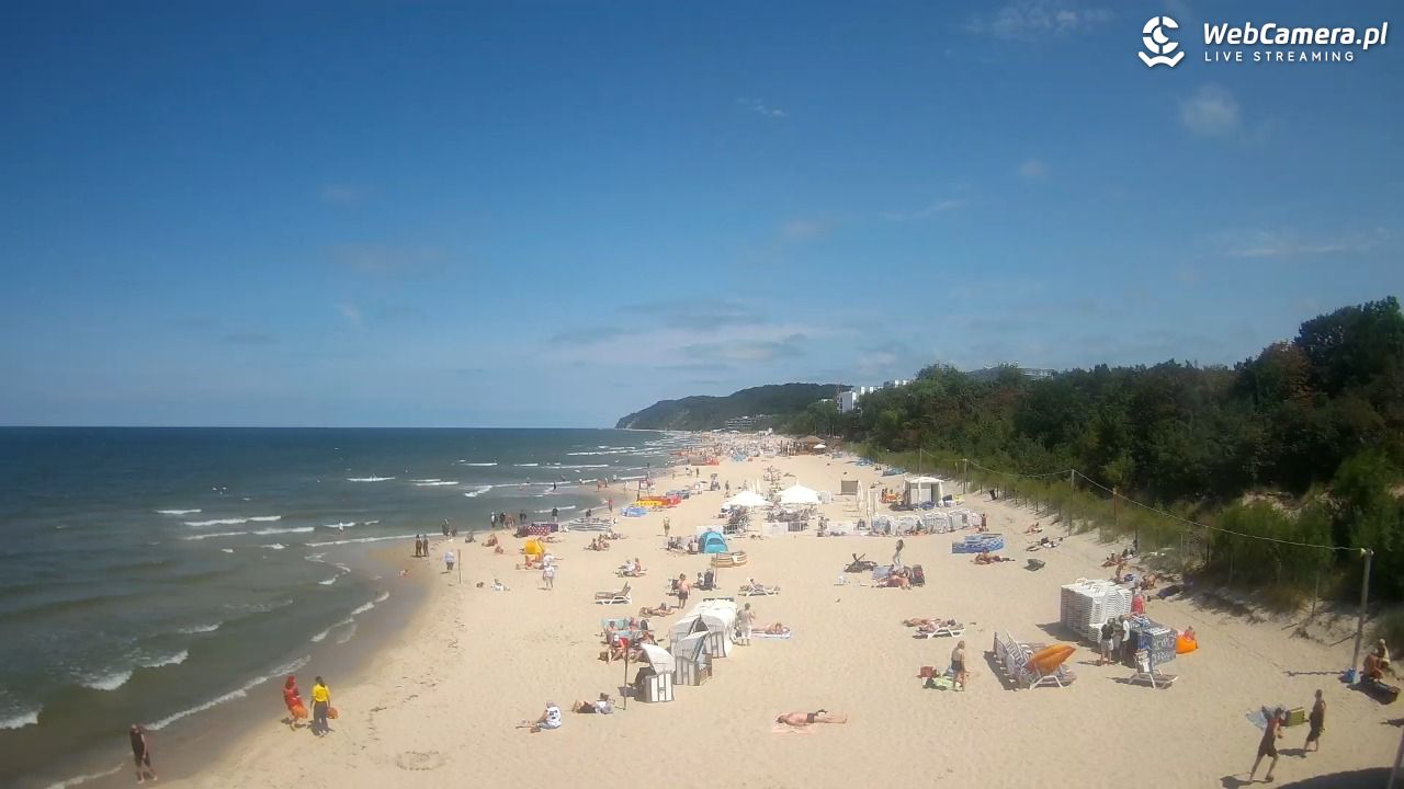 Międzyzdroje - widok na wschodnią stronę plaży - 13 lipiec 2026, 13:16