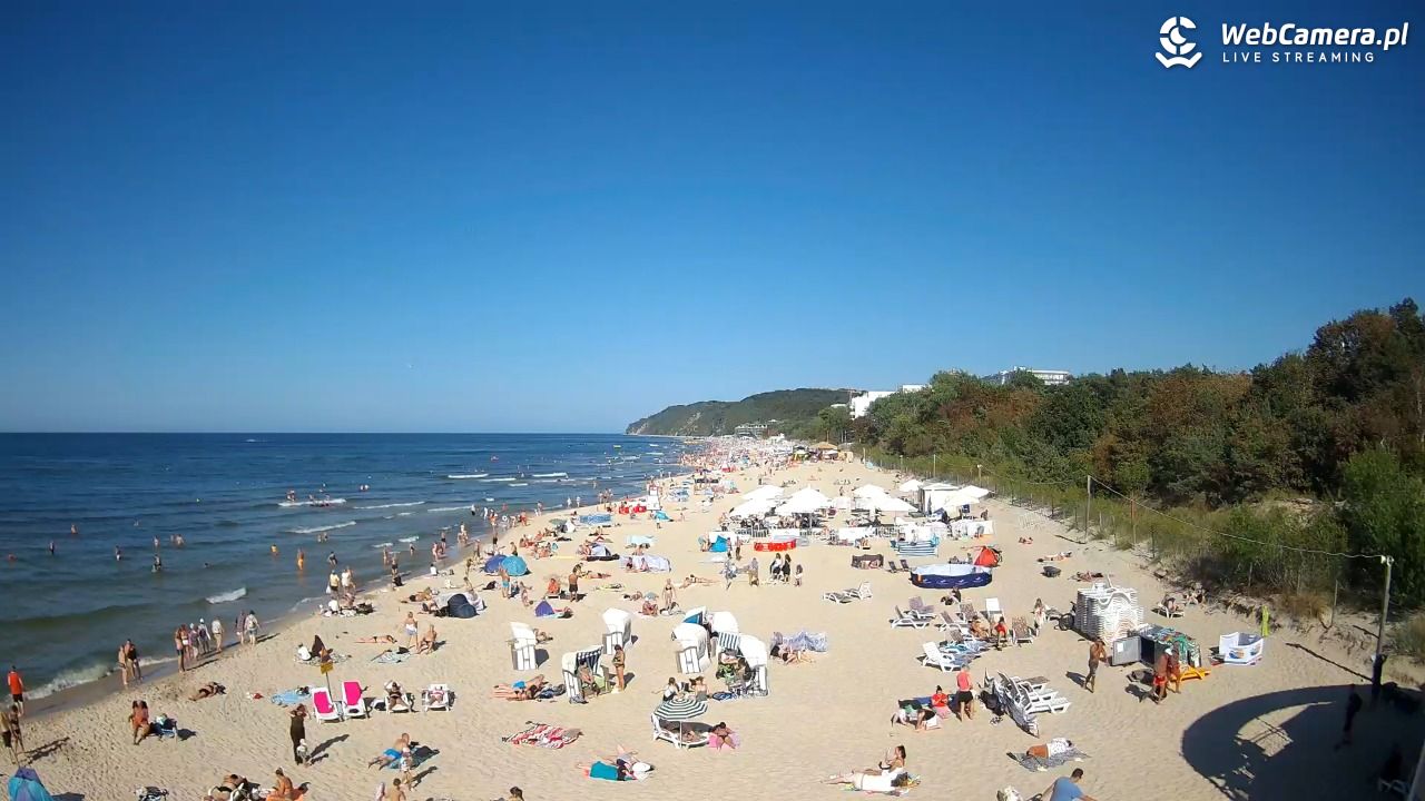 Międzyzdroje - widok na wschodnią stronę plaży - 27 sierpień 2026, 16:00
