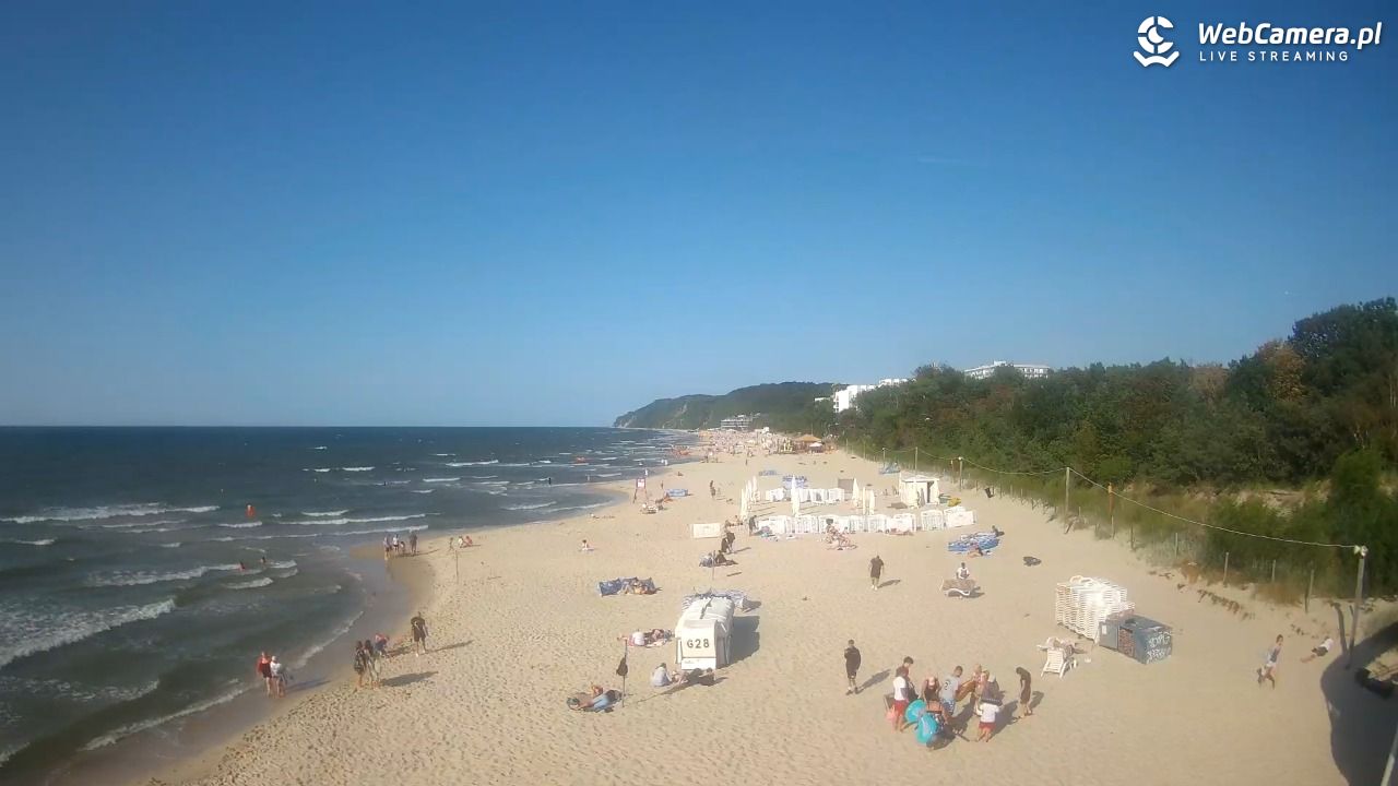 Międzyzdroje - widok na wschodnią stronę plaży - 13 lipiec 2026, 17:47