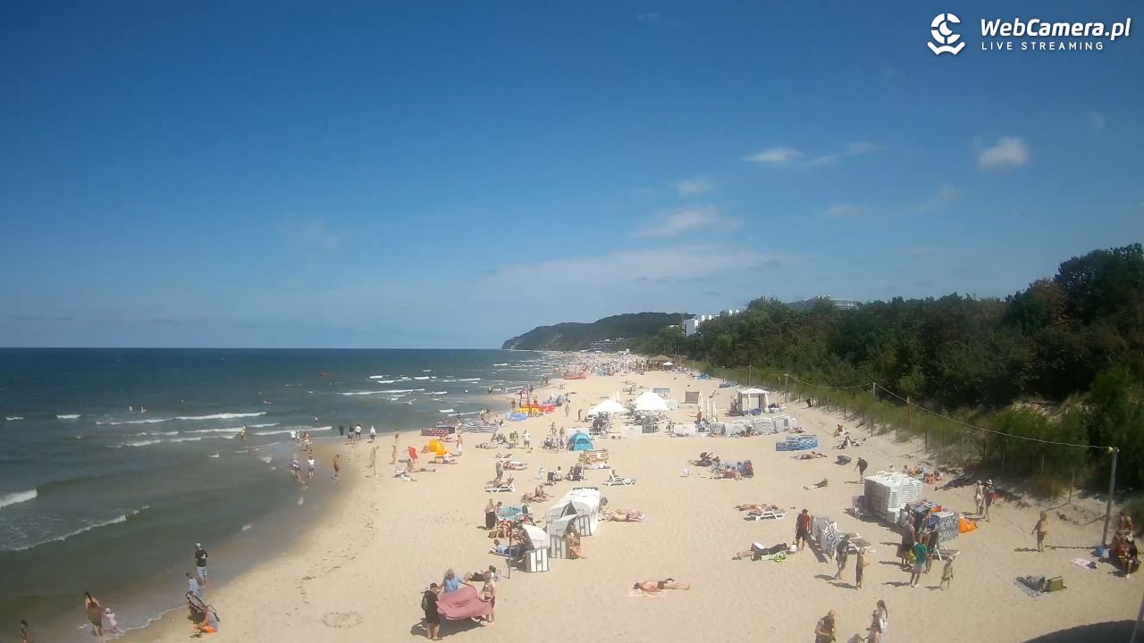 Międzyzdroje - widok na wschodnią stronę plaży - 13 lipiec 2026, 13:29