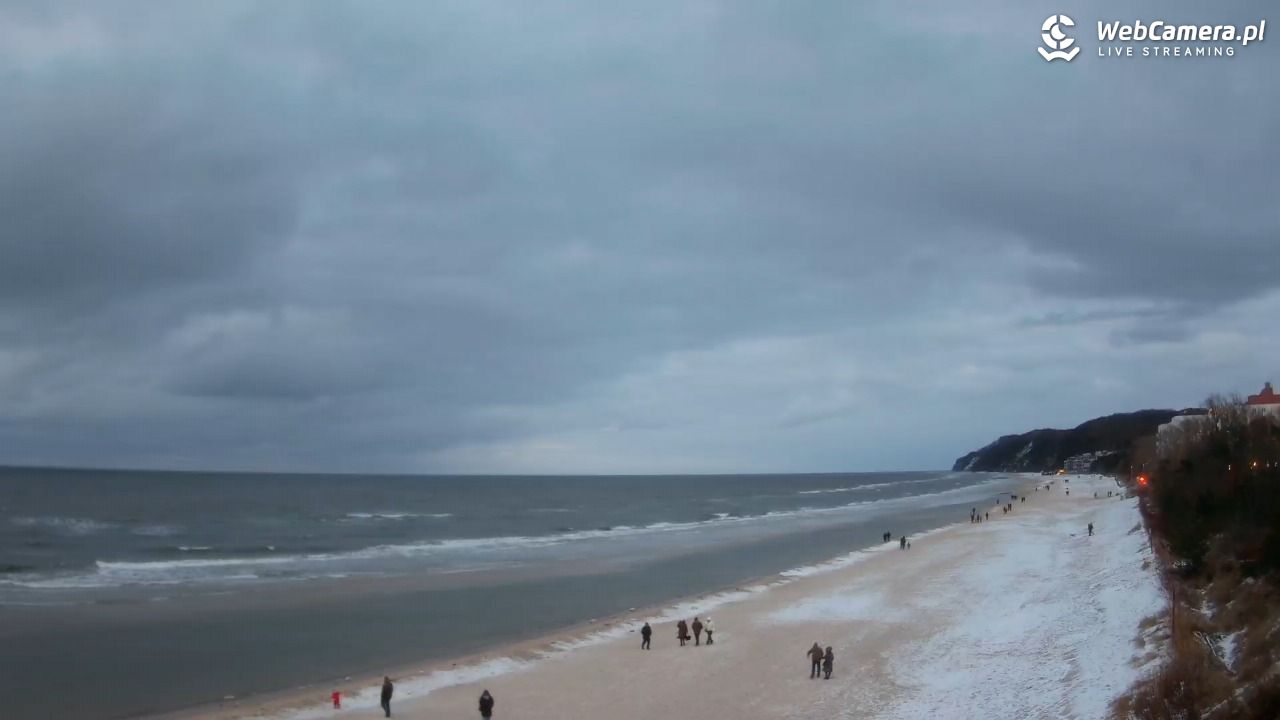 Międzyzdroje - widok na wschodnią stronę plaży - 14 luty 2026, 17:22