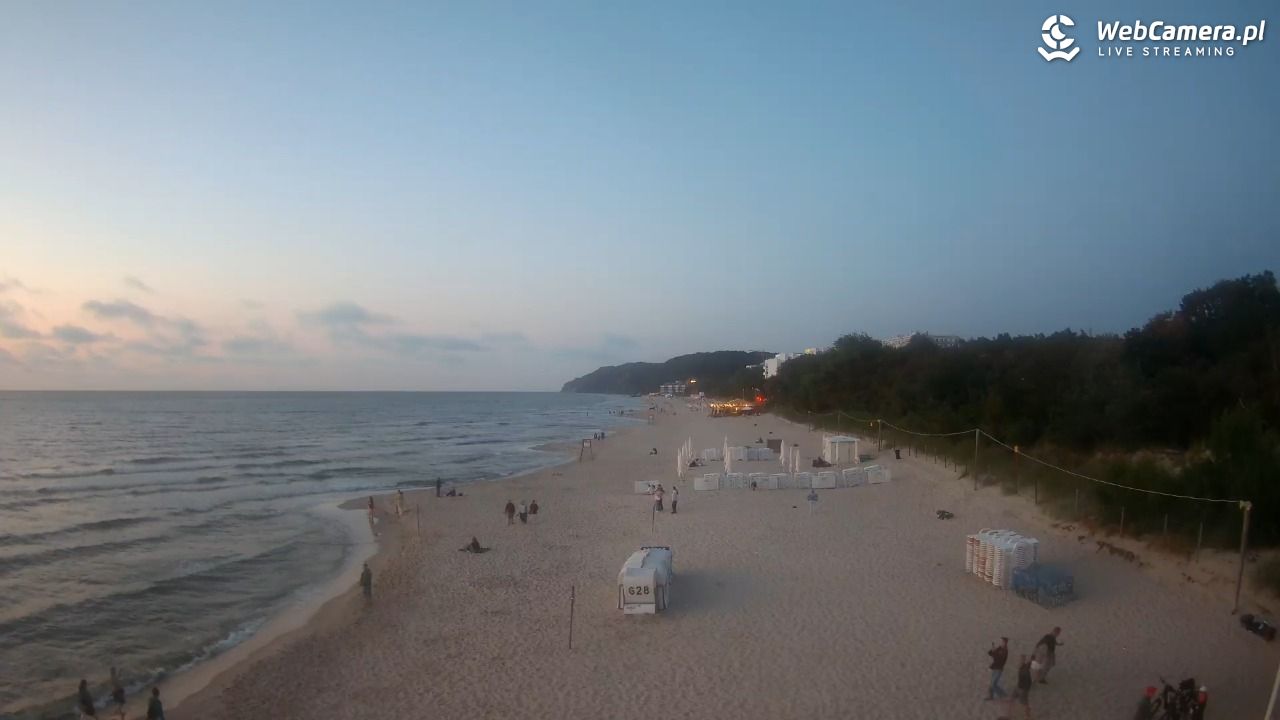 Międzyzdroje - widok na wschodnią stronę plaży - 13 lipiec 2026, 21:54