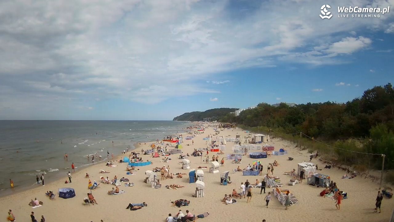 Międzyzdroje - widok na wschodnią stronę plaży - 29 sierpień 2026, 12:47
