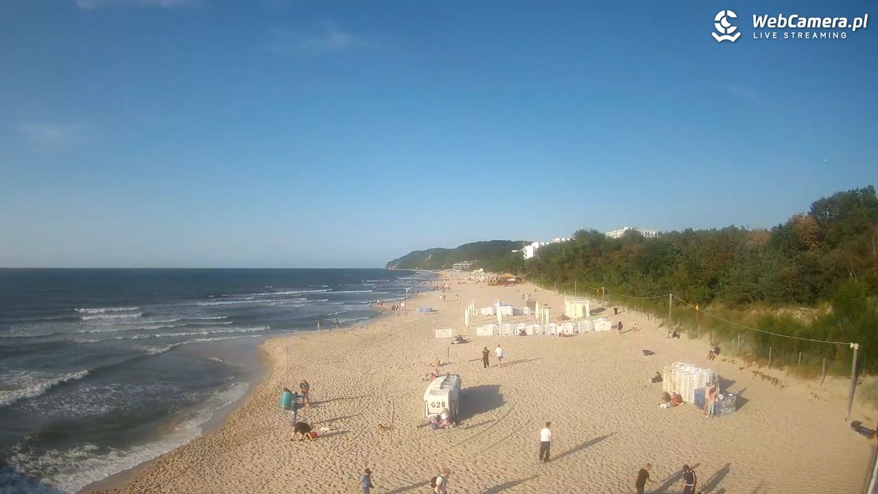 Międzyzdroje - widok na wschodnią stronę plaży - 13 lipiec 2026, 19:07