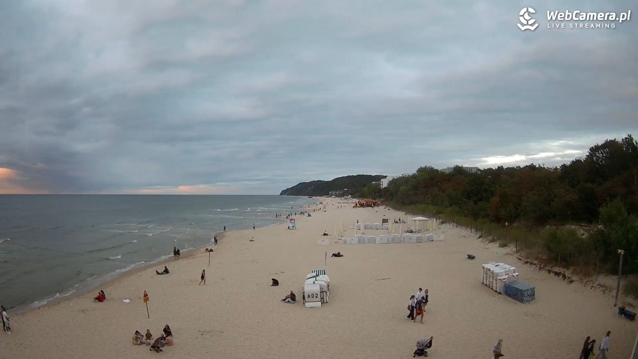 Międzyzdroje - widok na wschodnią stronę plaży - 30 sierpień 2026, 19:43