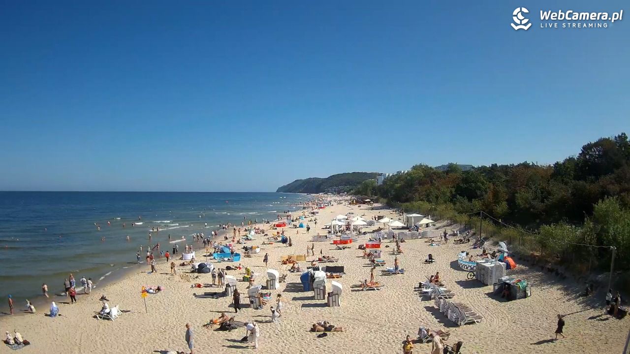Międzyzdroje - widok na wschodnią stronę plaży - 27 sierpień 2026, 11:20
