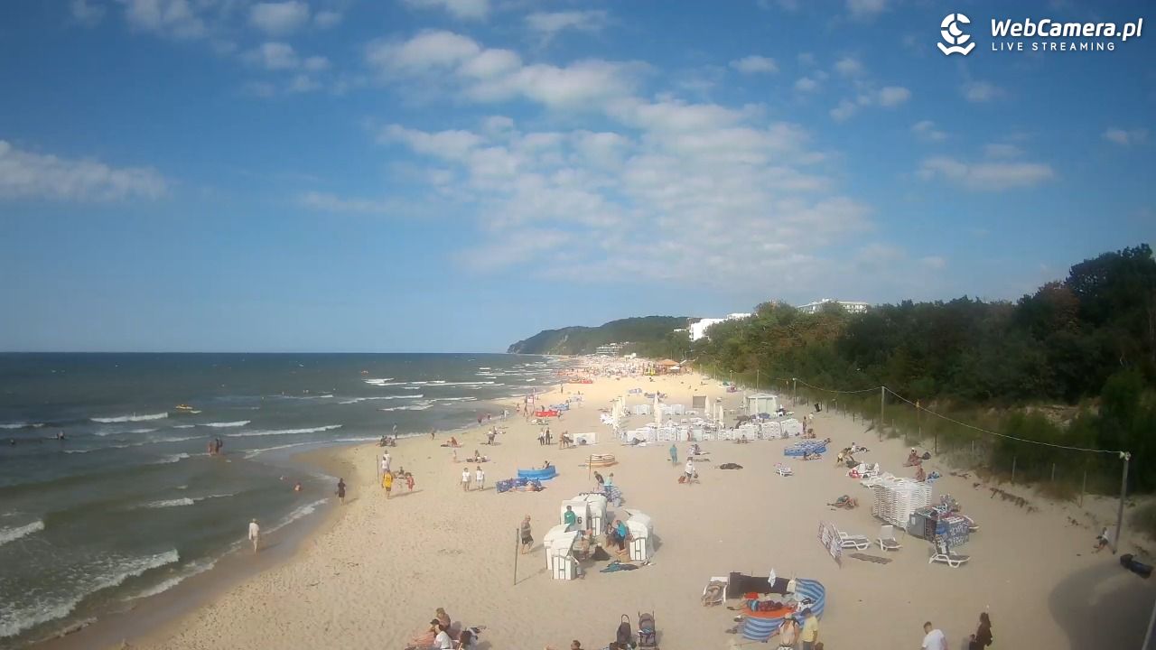 Międzyzdroje - widok na wschodnią stronę plaży - 13 lipiec 2026, 16:43