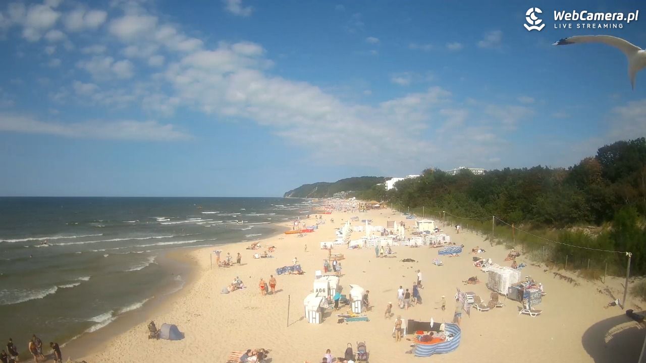 Międzyzdroje - widok na wschodnią stronę plaży - 13 lipiec 2026, 16:31