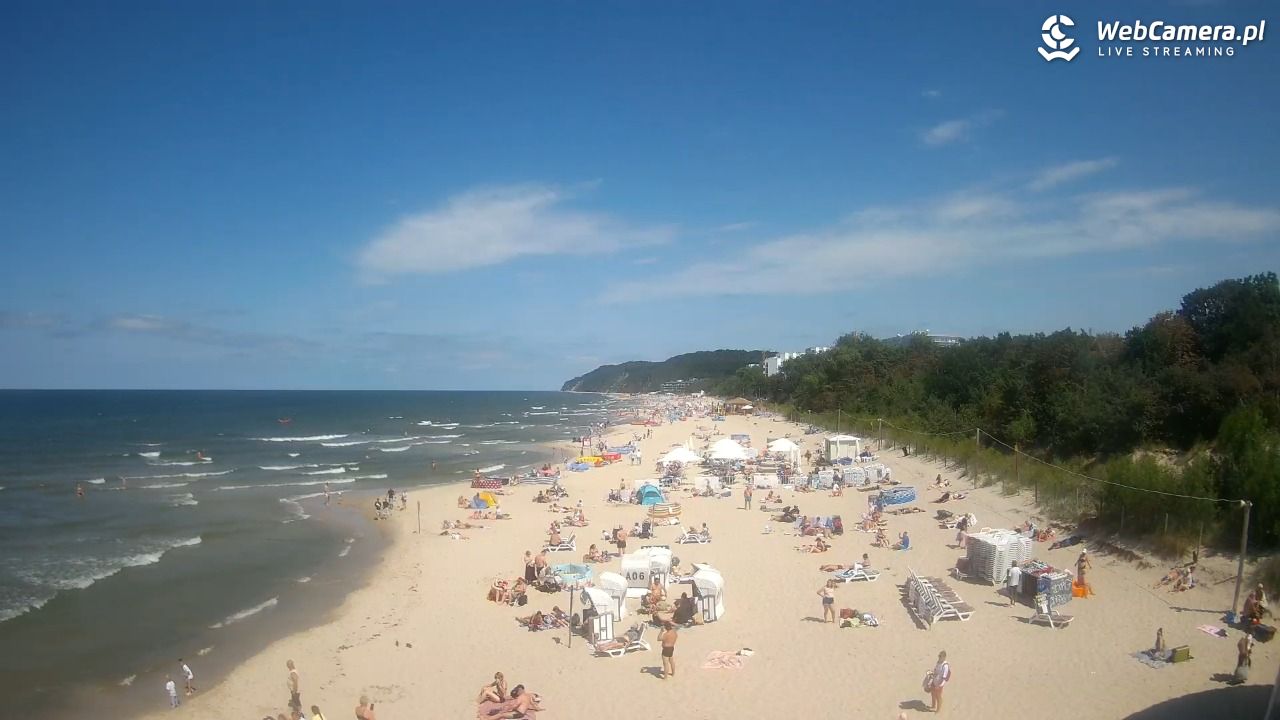 Międzyzdroje - widok na wschodnią stronę plaży - 13 lipiec 2026, 13:53