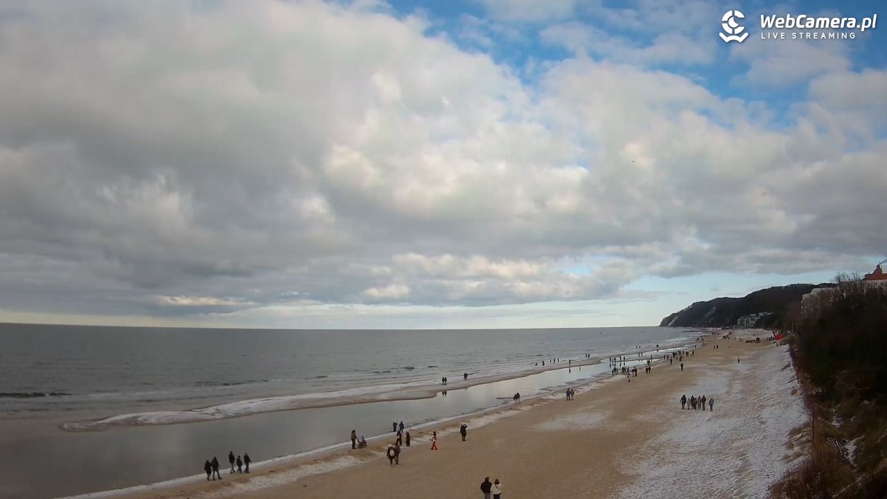 Międzyzdroje - widok na wschodnią stronę plaży - 15 luty 2026, 13:44
