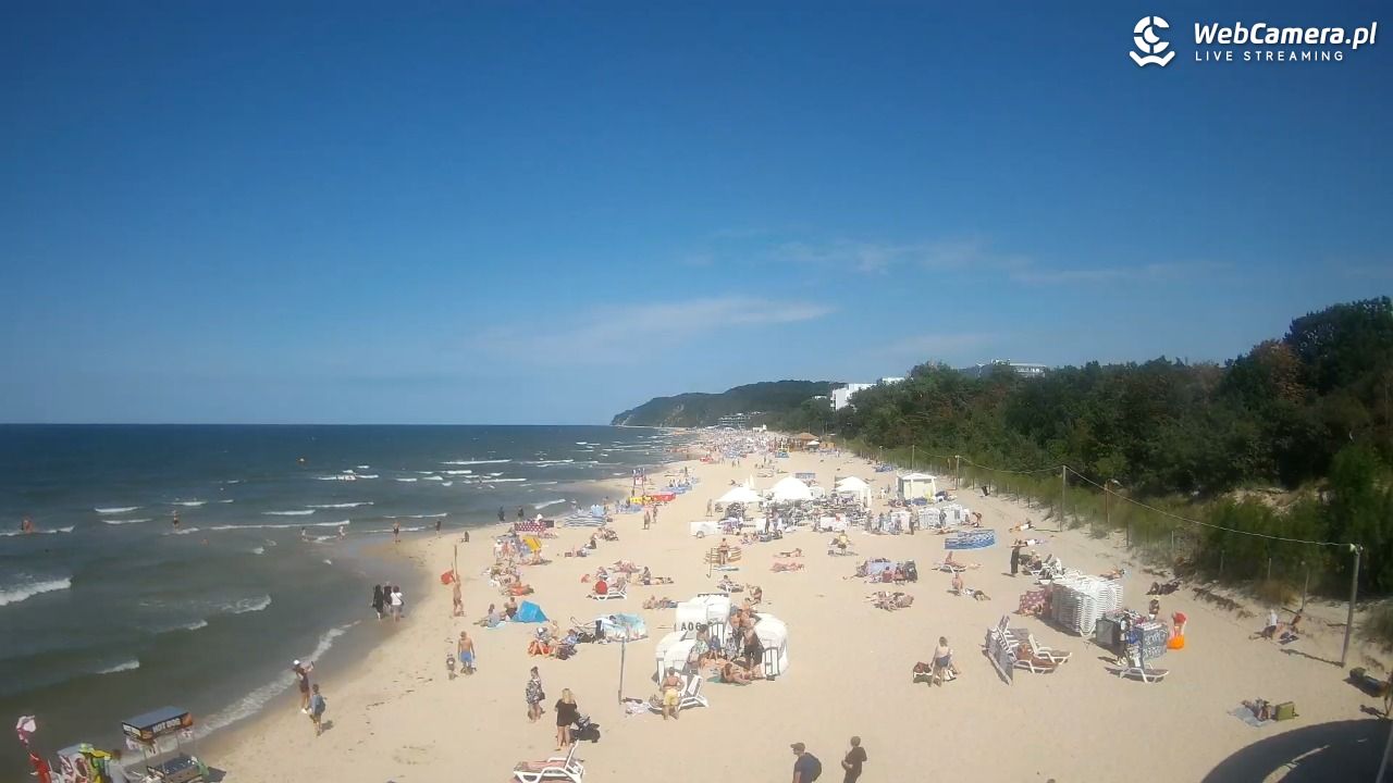 Międzyzdroje - widok na wschodnią stronę plaży - 13 lipiec 2026, 14:50