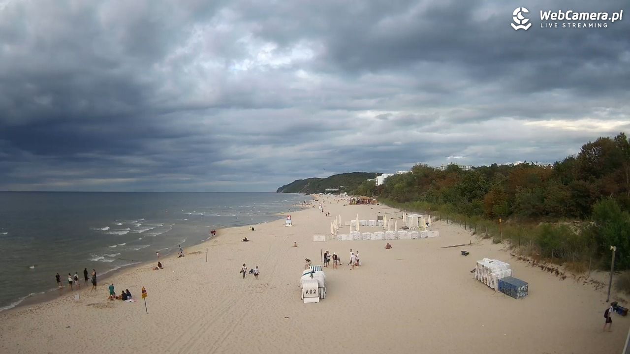 Międzyzdroje - widok na wschodnią stronę plaży - 29 sierpień 2026, 18:08