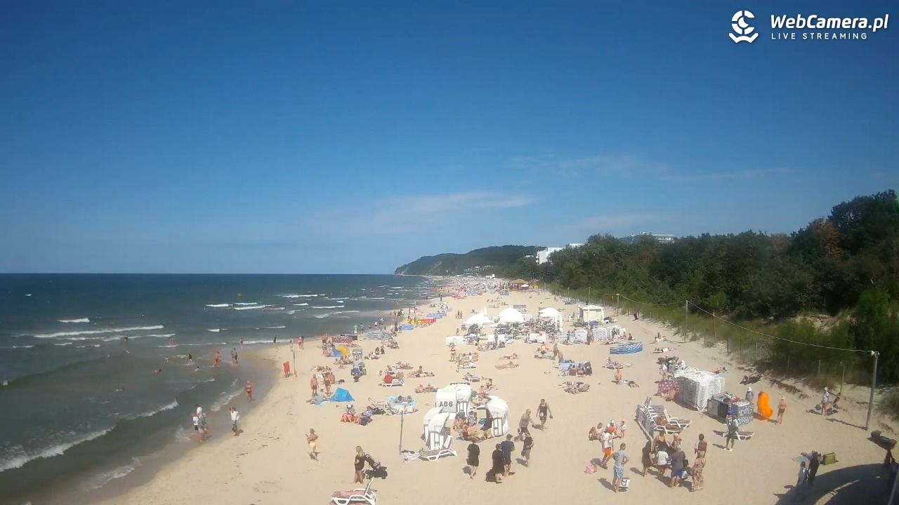 Międzyzdroje - widok na wschodnią stronę plaży - 13 lipiec 2026, 14:51