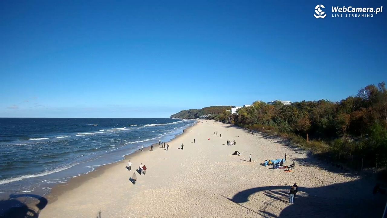 Międzyzdroje - widok na wschodnią stronę plaży - 19 październik 2026, 12:30