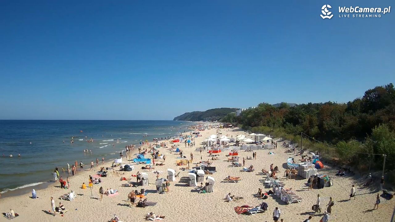 Międzyzdroje - widok na wschodnią stronę plaży - 27 sierpień 2026, 11:46