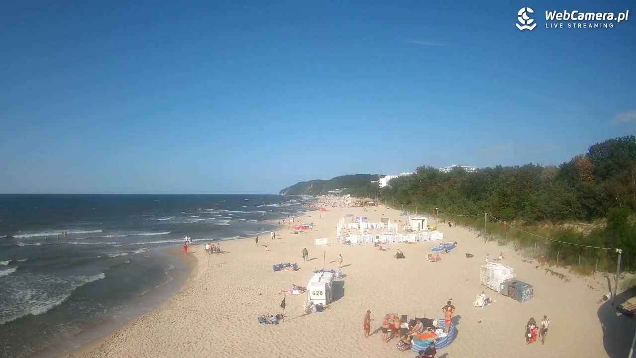 Międzyzdroje - widok na wschodnią stronę plaży - 13 lipiec 2026, 17:39