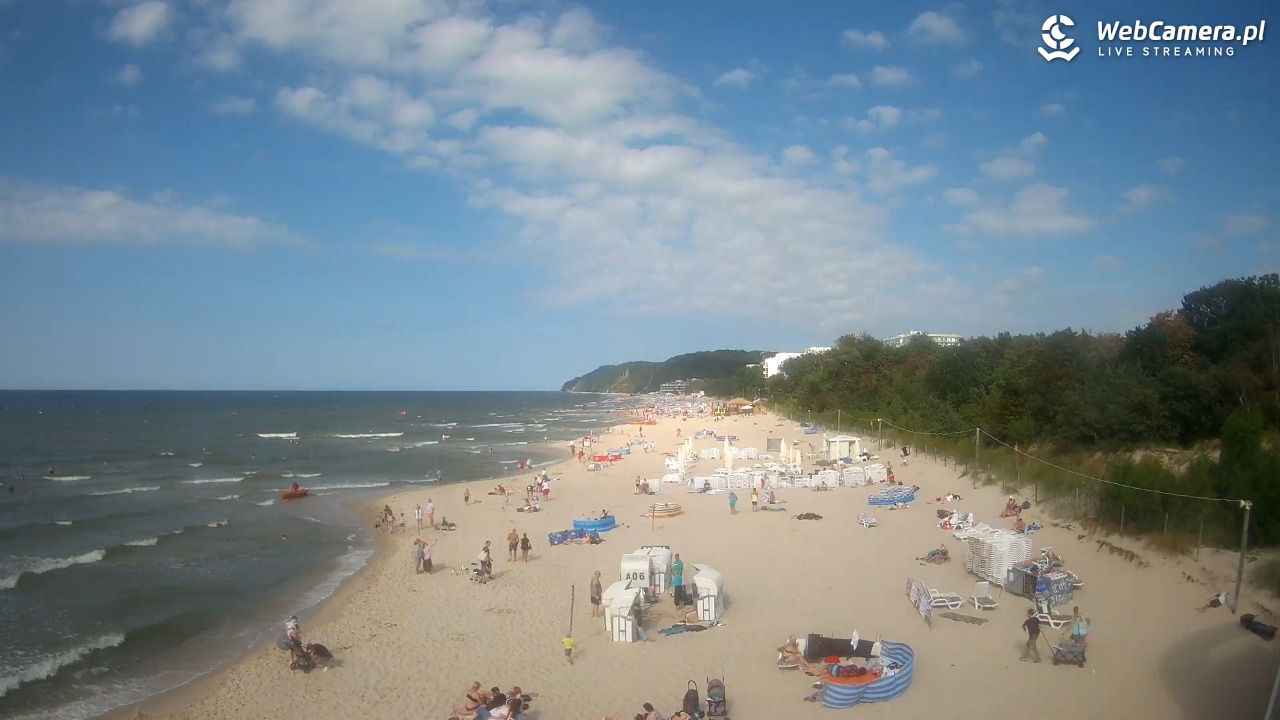 Międzyzdroje - widok na wschodnią stronę plaży - 13 lipiec 2026, 16:39