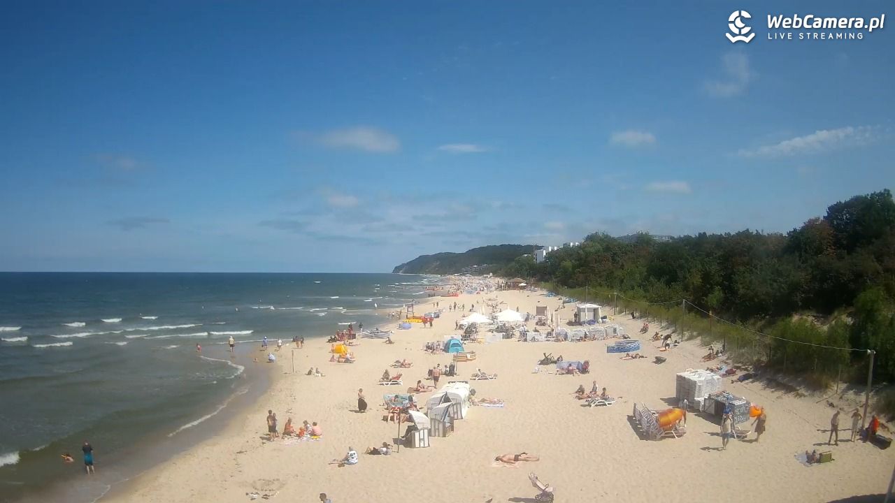 Międzyzdroje - widok na wschodnią stronę plaży - 13 lipiec 2026, 13:04