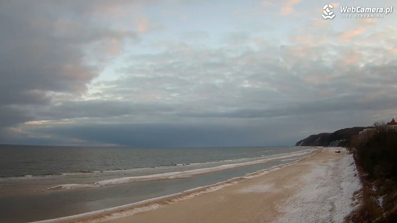 Międzyzdroje - widok na wschodnią stronę plaży - 15 luty 2026, 07:34