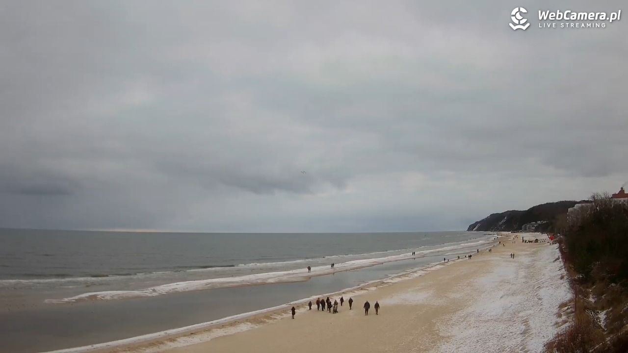 Międzyzdroje - widok na wschodnią stronę plaży - 15 luty 2026, 10:04