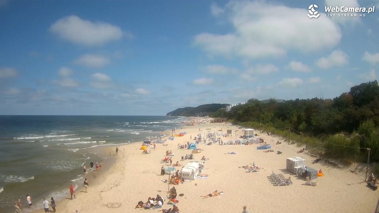 Międzyzdroje - widok na wschodnią stronę plaży - 13 lipiec 2026, 12:19