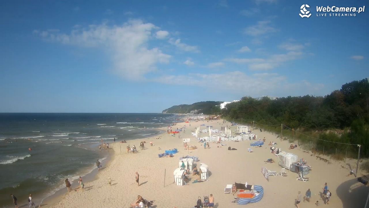 Międzyzdroje - widok na wschodnią stronę plaży - 13 lipiec 2026, 16:51