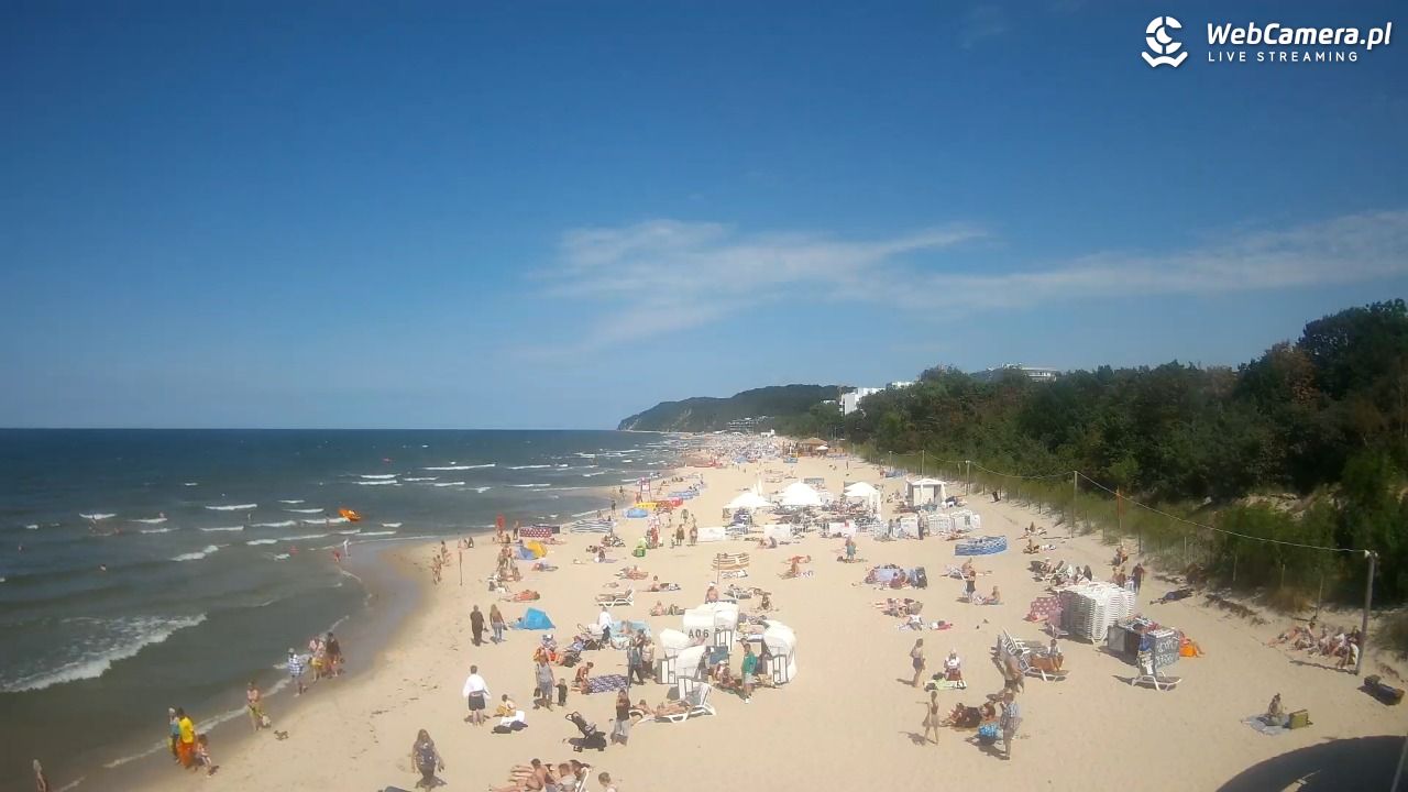 Międzyzdroje - widok na wschodnią stronę plaży - 13 lipiec 2026, 14:29