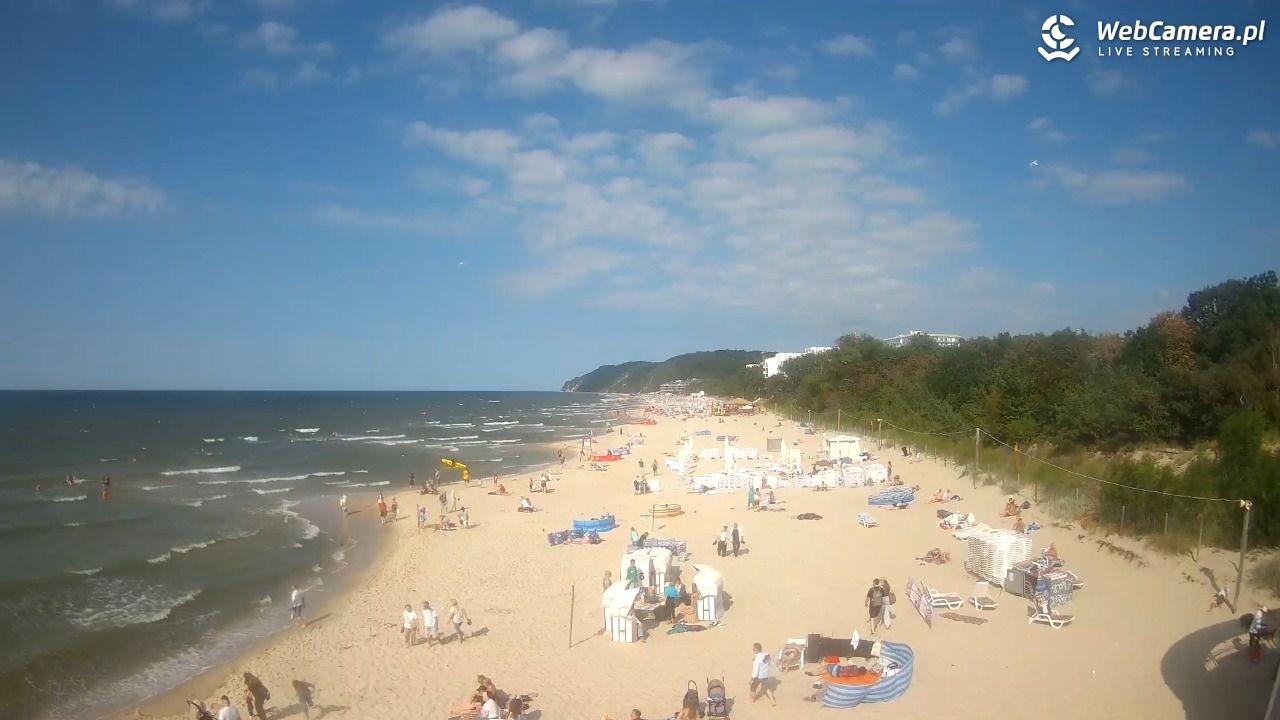 Międzyzdroje - widok na wschodnią stronę plaży - 13 lipiec 2026, 16:44