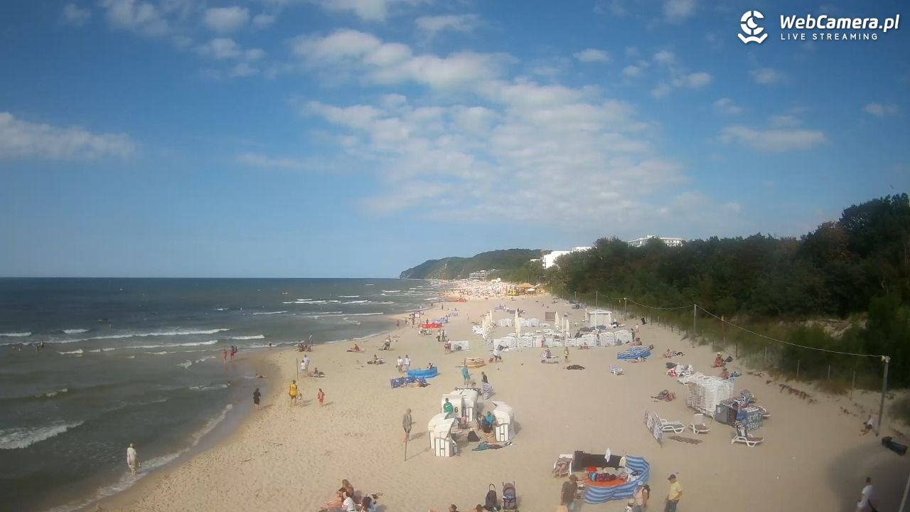 Międzyzdroje - widok na wschodnią stronę plaży - 13 lipiec 2026, 16:43
