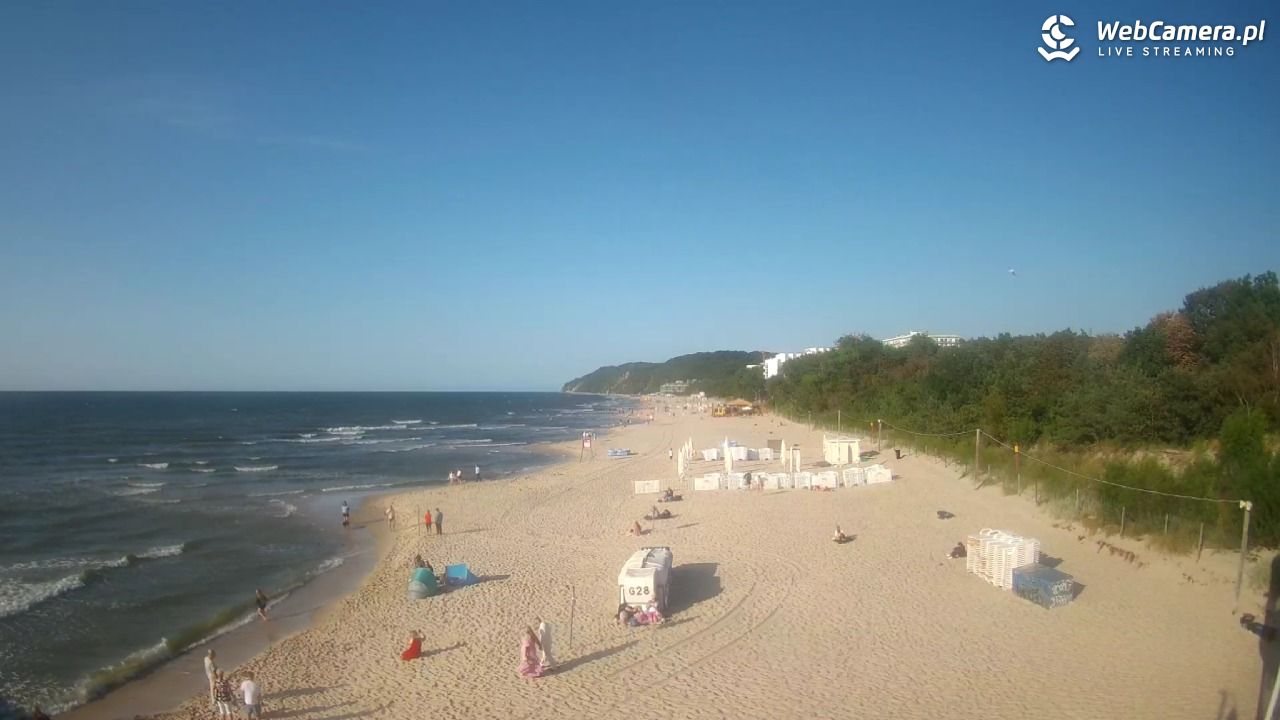 Międzyzdroje - widok na wschodnią stronę plaży - 13 lipiec 2026, 18:46