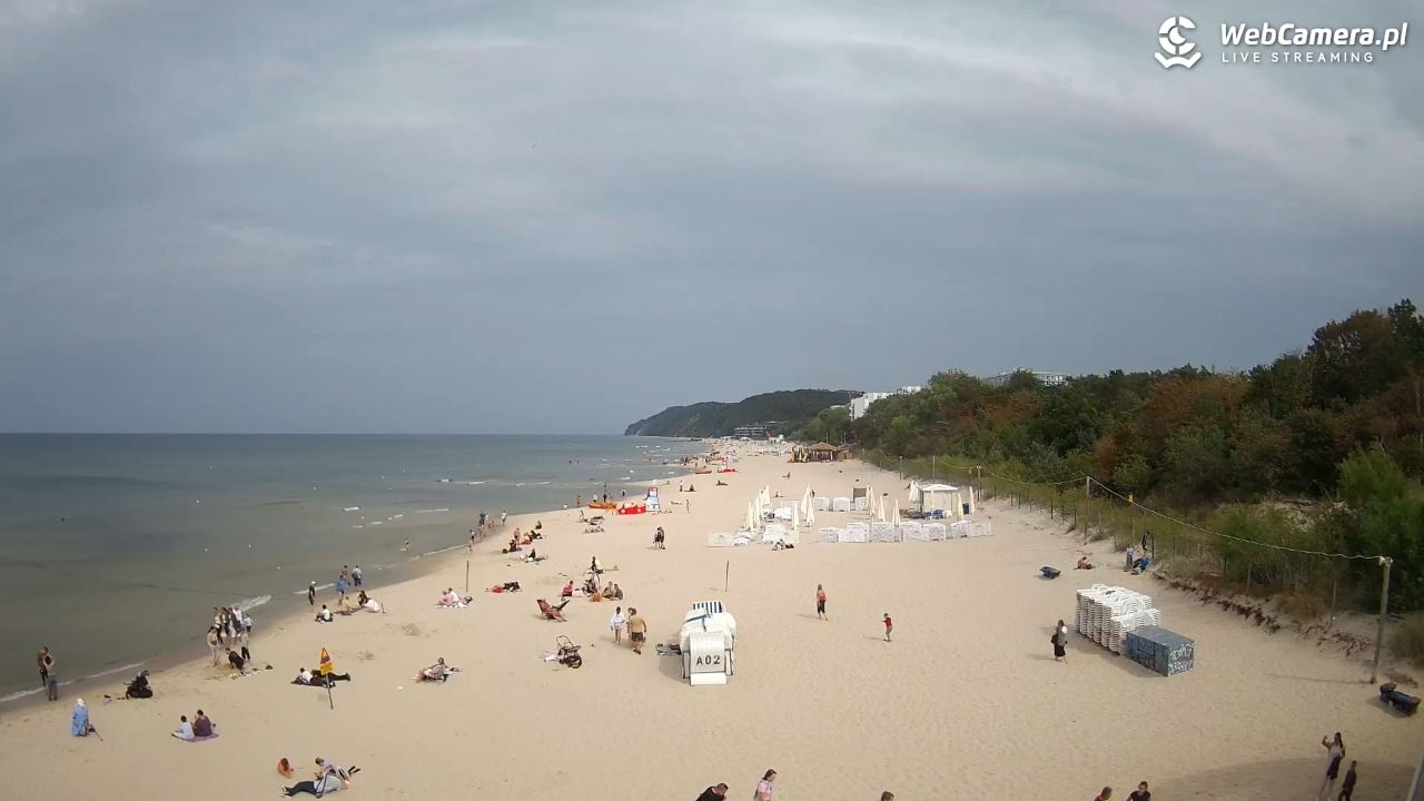 Międzyzdroje - widok na wschodnią stronę plaży - 28 sierpień 2026, 13:52