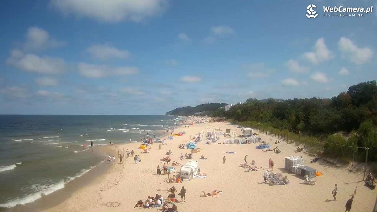 Międzyzdroje - widok na wschodnią stronę plaży - 13 lipiec 2026, 12:21