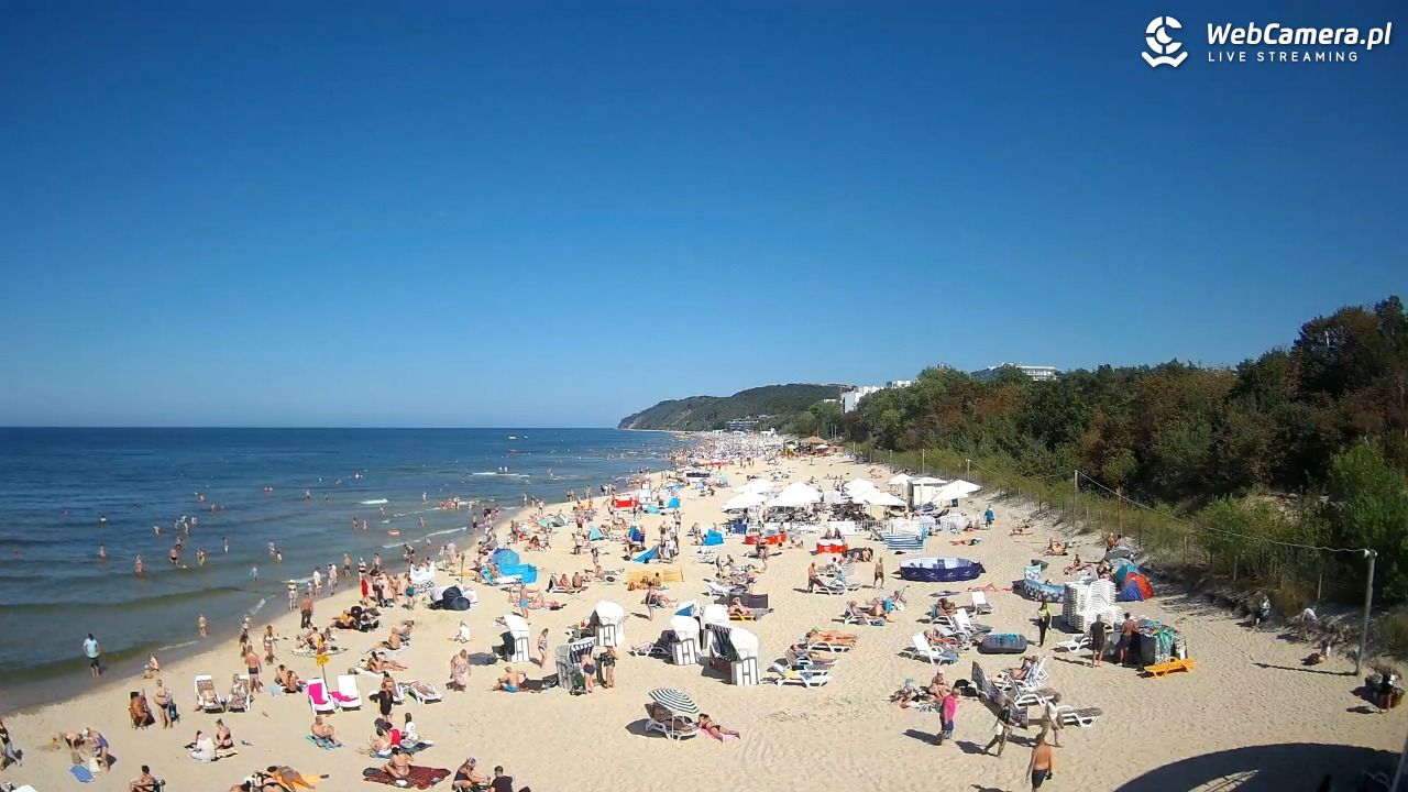 Międzyzdroje - widok na wschodnią stronę plaży - 27 sierpień 2026, 14:03