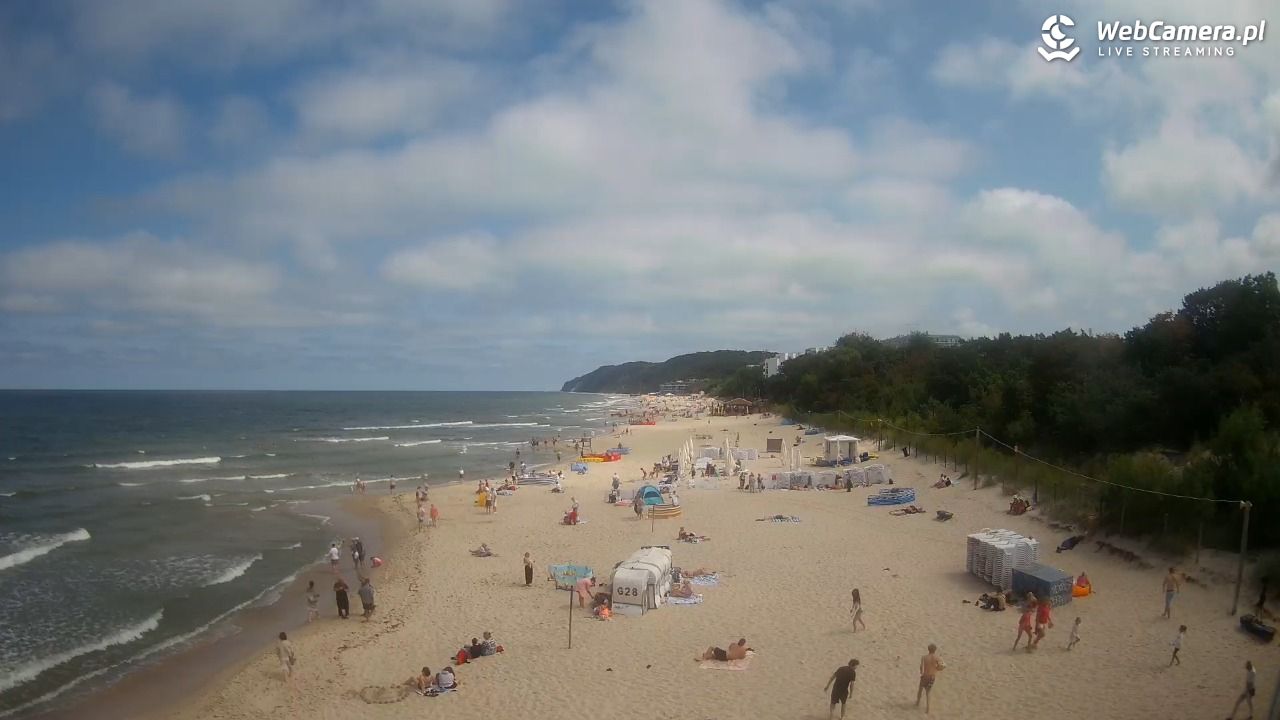 Międzyzdroje - widok na wschodnią stronę plaży - 13 lipiec 2026, 11:56