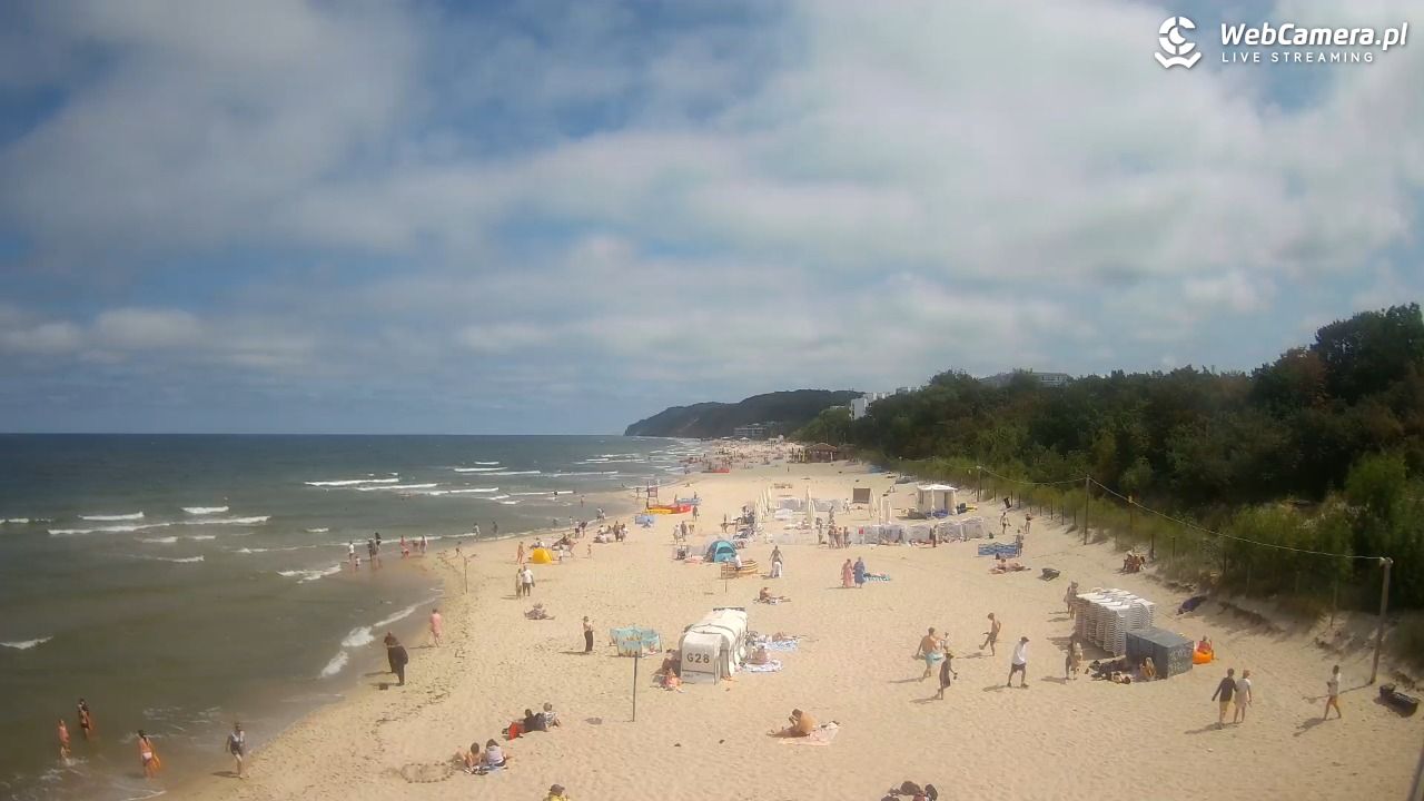 Międzyzdroje - widok na wschodnią stronę plaży - 13 lipiec 2026, 11:53