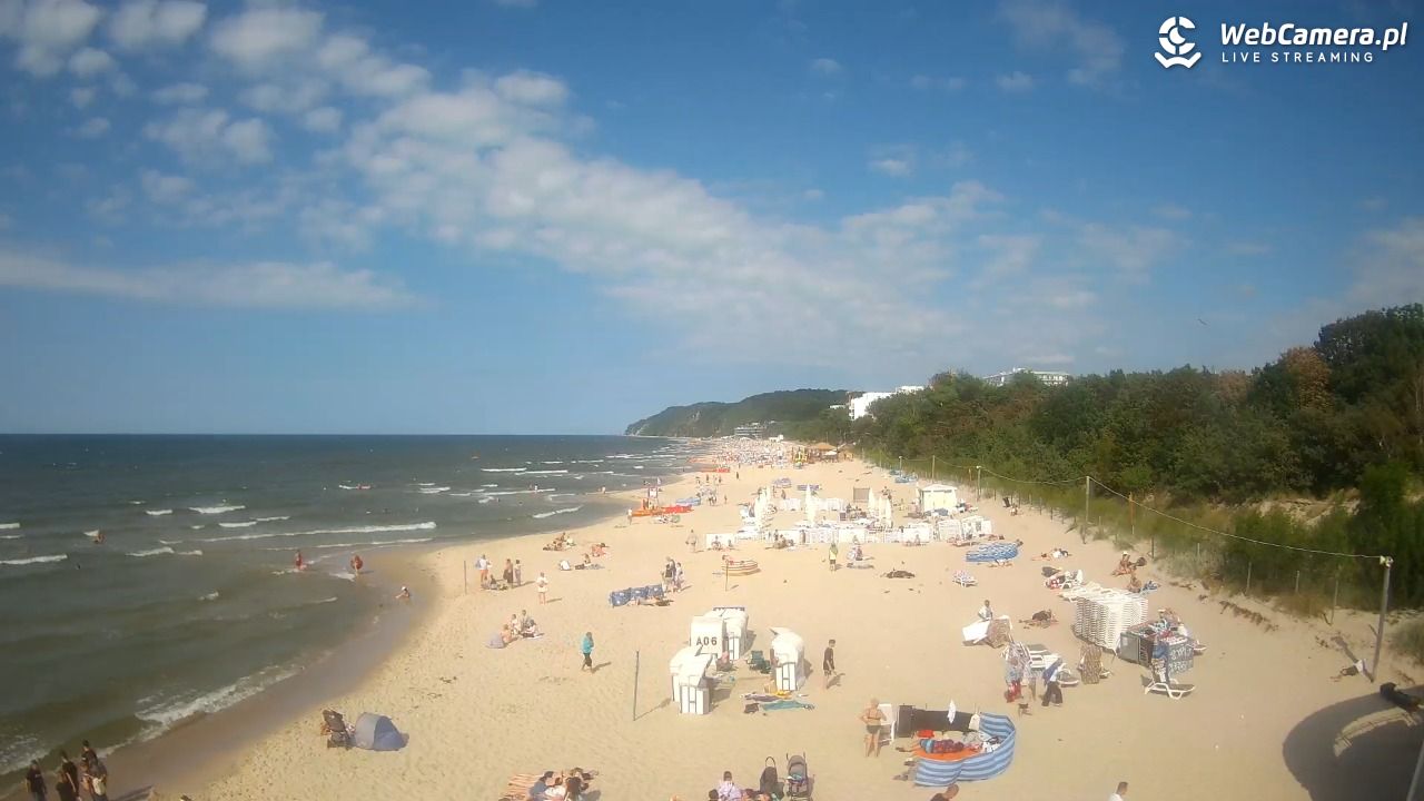 Międzyzdroje - widok na wschodnią stronę plaży - 13 lipiec 2026, 16:32