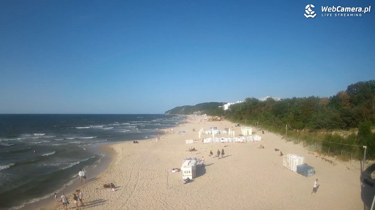 Międzyzdroje - widok na wschodnią stronę plaży - 13 lipiec 2026, 18:08