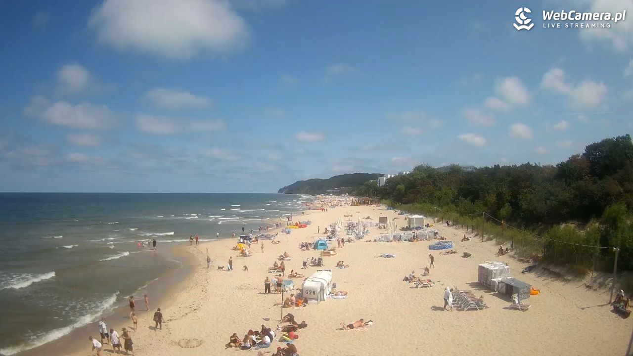 Międzyzdroje - widok na wschodnią stronę plaży - 13 lipiec 2026, 12:21