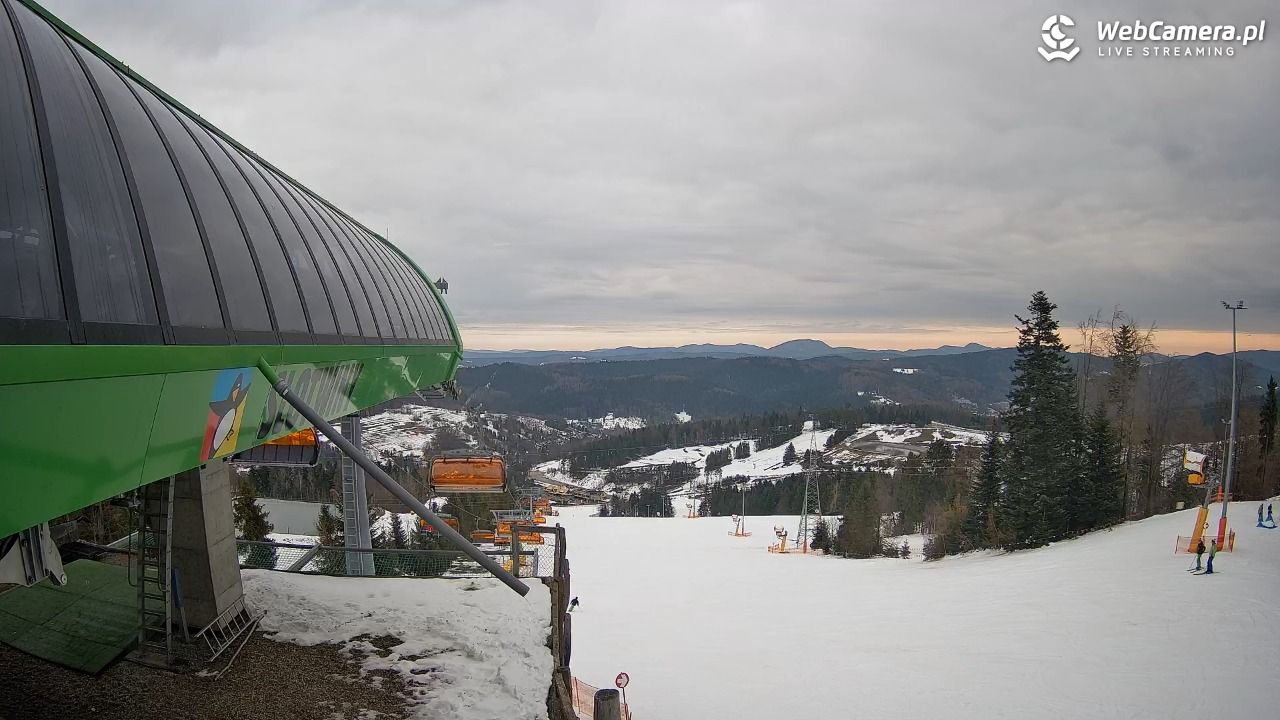 Słotwiny Arena - widok z górnej stacji - 05 grudzień 2025, 12:10