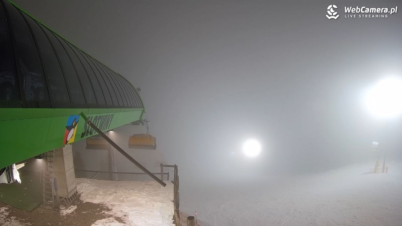Słotwiny Arena - widok z górnej stacji - 02 grudzień 2025, 17:45