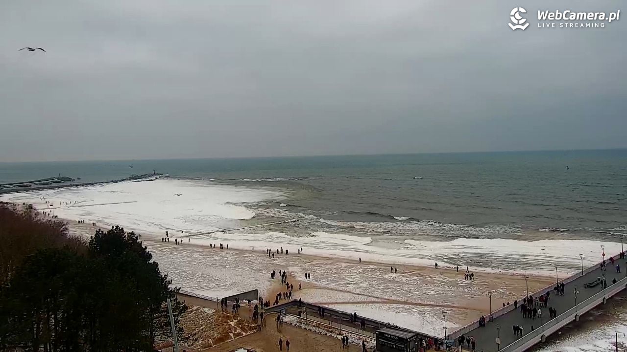 Kołobrzeg - widok na molo - 08 luty 2026, 14:45