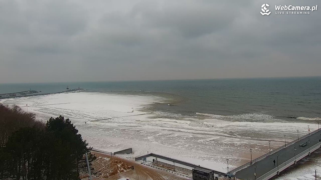 Kołobrzeg - widok na molo - 08 luty 2026, 08:48
