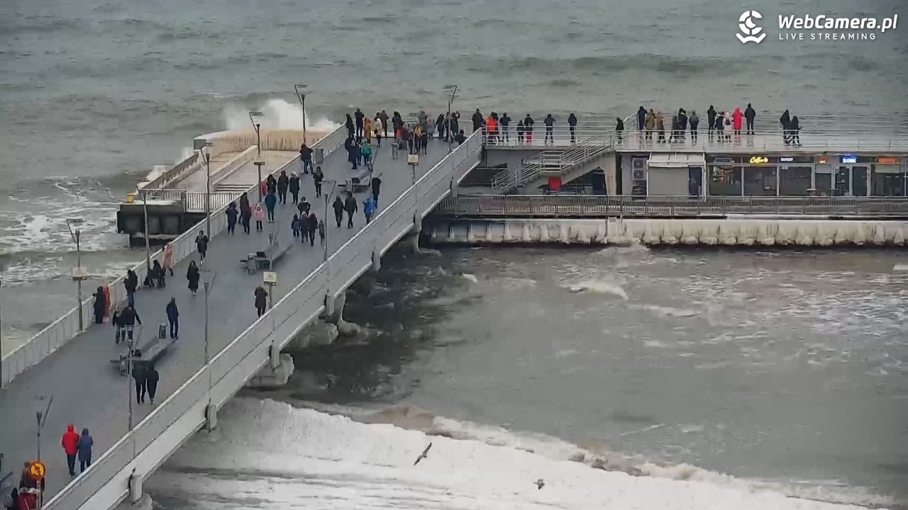 Kołobrzeg - widok na molo - 08 luty 2026, 15:45