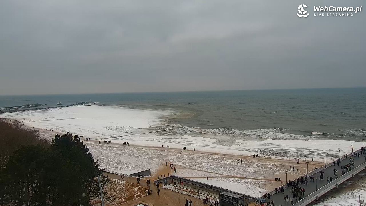 Kołobrzeg - widok na molo - 08 luty 2026, 14:06